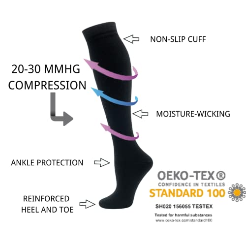 hello momoya Compression Socks for Women Men Circulation Knee High 8 Pairs for Nurses, Running, Travel, Athletic Small-Medium 03-8 Pairs-black