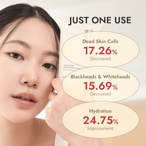 MIZON Rice Water Glow Mask Cleanser, 2-in-1 Face Wash and Mask, 5.07 fl oz
