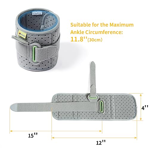Tenbon Ankle Support Drop Foot Brace Orthosis - Comfort Cushioned Adjustable Wrap Compression For Improved Walking Gait, Prevents Cramps Ankle Sprains (Gray) Gray