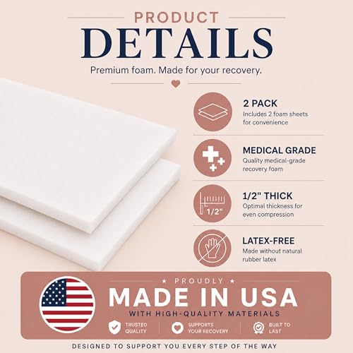 New Millennium Premium Lipo Foam Sheets: 2 Pack, Medical Grade, Made in USA