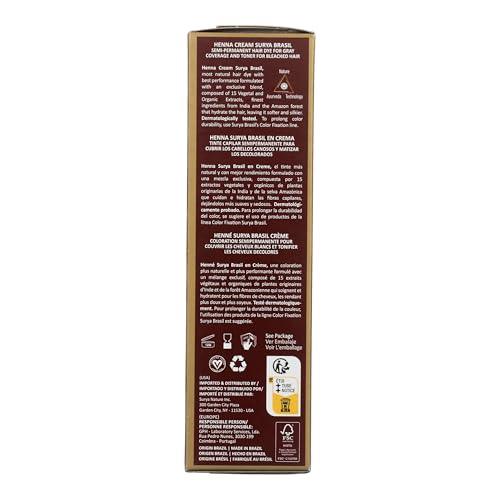 Surya Brasil Henna Cream Red - 97% Natural Ingredients, Vegan, Cruelty-Free, Eco-Friendly, Semi-Permanent Hair Color, Deep Hydration & Shine, 2.37 oz