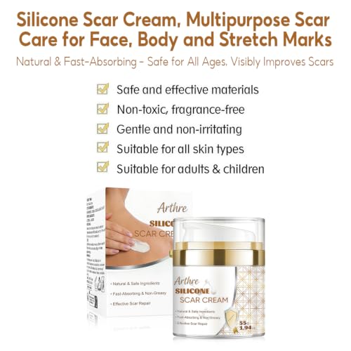 Advanced Silicone Scar Gel Cream, Professional Scar Removal Treatment for C-Section Surgery, Injury, Acne, Burn, Keloid & Stretch Marks, Works on Both Old and New Scars, 55g (1.94 Oz)