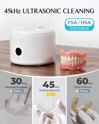 FSA HSA Eligible | 45khz Ultrasonic Retainer Cleaner Machine with UV White