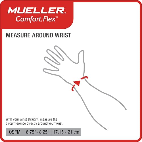 MUELLER Sports Medicine Comfort Flex Wrist Stabilizer, Wrist Pain Relief Support for Men and Women, Ideal for Carpal Tunnel, Tendinitis, Arthritis, Black, One Size