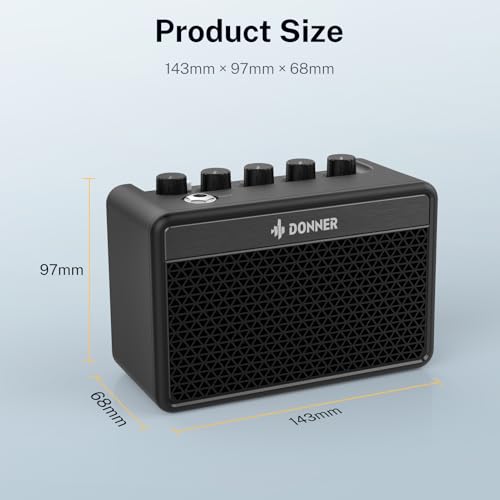 Donner Mini Electric Guitar Amp DA-10, 5W Portable Small Guitar Amplifier Black