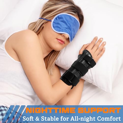 NEENCA Carpal Tunnel Wrist Brace Night Support for Women Men Pain Relief Tendonitis, Sprained, Arthritis - Right Hand Wrist Support with Metal Splint for Recovery (Small, Right Hand) Black Small