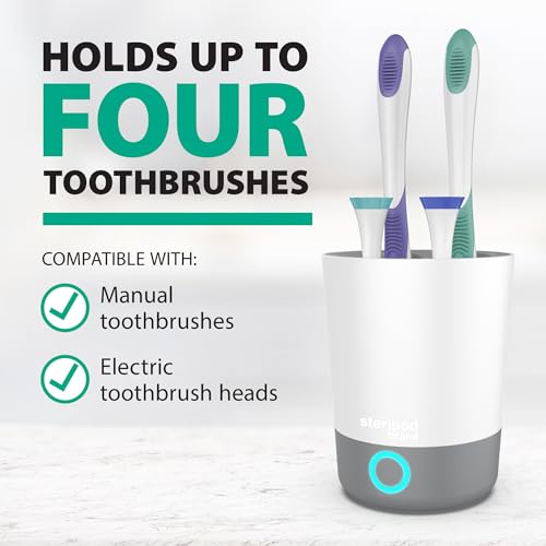 Steripod UV Countertop Toothbrush Sanitizer, Holds 4 Brushes