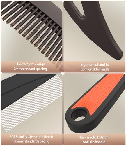 Dandruff Comb Removal 2PC Hollow Fine Tooth Scalp Detox Hair Care Tool 2PC Brown+Red