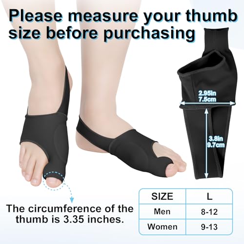 1 Pair Bunion Corrector for Women & Men, Big Toe Straightener for Hallux Valgus Pain Relief & Toe Alignment, Soft and Breathable for Day/Night, Wide Non-slip Strap, Include a Massage Ball (Black) Black