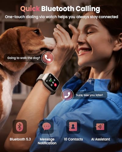 Smart Watches for Women, 1.85" HD Smartwatch with Heart Rate/Sleep/Health Monitor, Fitness Trackers with 100+ Sports Mode、Answer/Make Call and 1000mAh Battery, Compatible iPhone/Android, with 2 Bands