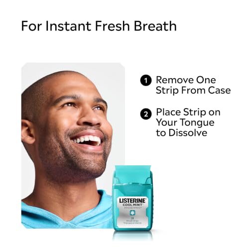 Listerine PocketPaks Breath Strips, Cool Mint, 24 Strip Pack (12 Packs) 24 Count (Pack of 12)