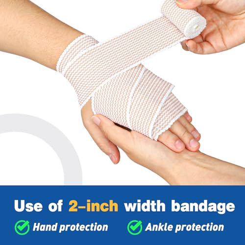 AZEN Premium 8 Pack Elastic Bandage Wrap (2x2", 2x3", 2x4", 2x6"), Compression Wrap Bandage for Legs, Ankle, Knee, Tummy, Body, Latex-Free, Lymphedema Wraps for Legs Mix 8p (2+3+4+6) 2 Inch, 3 Inch, 4 Inch, 6 Inch