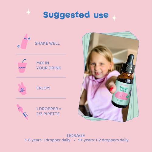 JoySpring Vital Vits - Kids Liquid Multivitamin - 1 fl oz (30 Servings) | Herbal Liquid Vitamins for Kids | Natural Flavor | Toddler Multivitamin with Elderberry, Spirulina, and More (Pack of 2) Vital Vits Drops 1 Fl Oz (Pack of 2)