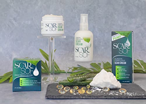 ScarSof Scar Cream - Advanced Scar Cream Made with 100% Organic Aloe Vera 2 Ounce (Pack of 1)