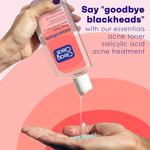 Clean & Clear Essentials Oil-Free Acne Toner, 2% Salicylic Acid Acne Treatment, Gentle Facial Toner for Pimples Cleanses Pores to Clear & Remove Blackheads, Fragrance Free, 8 fl. oz (Pack of 2) 8 Fl Oz (Pack of 2)
