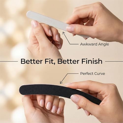 10PCS Curved Professional Washable Nail Buffering Files Rounded End Manicure Pedicure Tool Double Sided Emery Board 100/180 Grit Nail Art Care Buffing Buffer Sanding Files