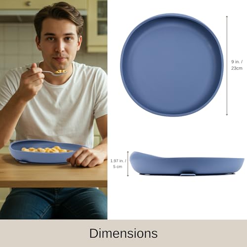 Modaliv Silicone Scooper Plate with Suction Base for Adults, Blue