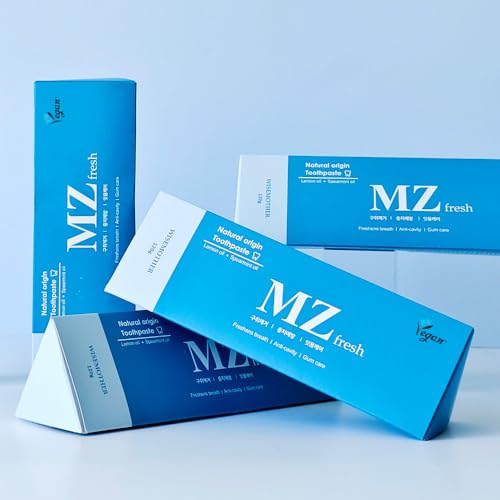 WISEMOTHER MZ Fresh Vegan Toothpaste 2-Pack – Fluoride-Free, SLS-Free Natural Mint Toothpaste with Lemon Oil & Xylitol, 120g Each, Fresh Breath & Healthy-Looking Gums 8.46 Ounce (Pack of 1)