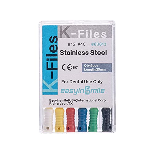 SNAWOP Dental Root Canal Files 3 Packs Stainless Steel Hand Use Endodontic K-Files 25MM Multi Size (#15-40) #15-40