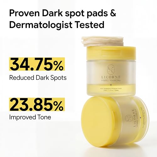 Licorne Vitafill Toning Pads – Korean Toner Pads for Face, Hydrating Facial Pads with Niacinamide, Skin-Smoothing Pads for Smooth, Radiant-Looking Skin, Daily Skincare