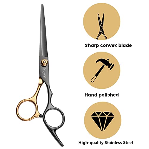 Fcysy Professional Hair Cutting Scissors Thinning Shears Kit, Barber Haircut Shears Texturizing Scissors Set, Hair Trimming Salon Blending Shears Kit for Women Men 12pcs Goldblack