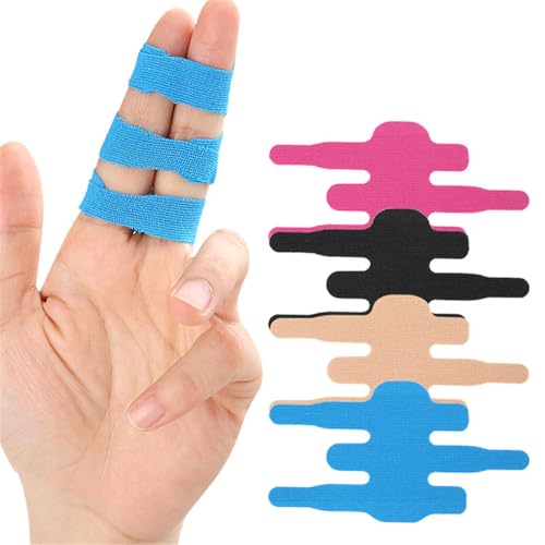 Athletic Finger Splint Tapes, 20 PCS Adhesive Double Finger Buddy Wraps Athletic Tapes, Elastic Precut Kinesiology Tape, for Broken, Jammed, Swollen Finger or Dislocated Joint, Splints Brace