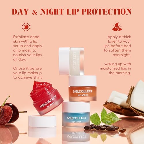 ANRCOLLECT 4-Pack Lip Scrub and Lip Mask Set