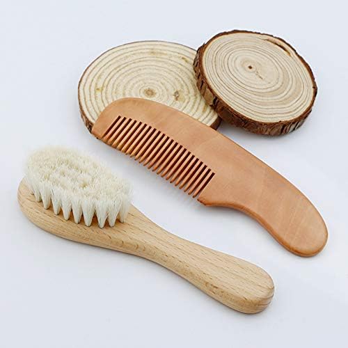 yarui Baby Brush & Comb Hair Brush Comb Newborn Infant Comb Goat Hair Natural Wood Handle Hair Brush Scalp Massage Baby Shower Gift Gift - BeesActive Australia