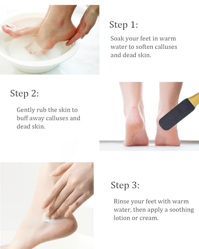 Pumice Stone Foot File, 2 Pack Wooden Pedicure Foot Scrubber Remover for Heels, Elbows, Hands in Shower, Professional Foot Rasp for Wet and Dry Feet, Foot Care Tools for Women Men（Black and White） Black and White