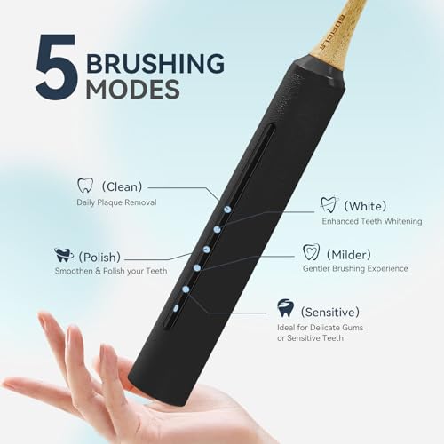 Sonic Electric Toothbrush with Bamboo Heads, Black