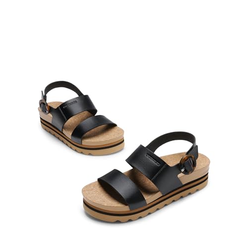 DREAM PAIRS Women's Platform Wedge Sandals with Arch Support 9 Black