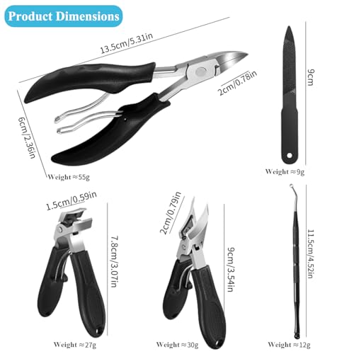 Toenail Clippers for Thick Toenails for Seniors, Angled Head Large Toe Nail Clippers for Thick Nails for Men, Heavy Duty Ingrown Toenail Clippers with Wide Jaw, Sharp Slanted Nail Cutter Black