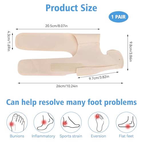 1 Pair Adjustable Bunion Support Sleeve, Unisex Hallux Valgus Foot Care Aid, Wearable Toe Guard in Shoes, Daily and Night Use (Large) Large