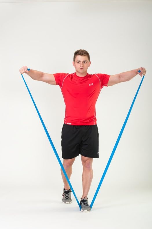 Black Mountain Products Therapy Exercise Bands with Resistance Band Carrying Case, Door Anchor and Starter Guide, Yellow, Blue, Green - BeesActive Australia
