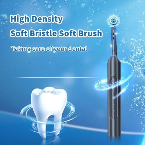 Deep Clean Rechargeable Electric Powered Toothbrush, Rechargeable Electric Toothbrush with 8 Brush Heads,Pressure Sensor to Protect Gums Light White
