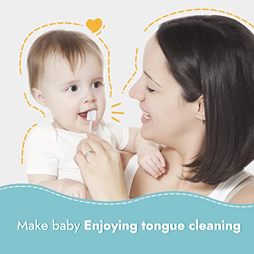 Papablic Baby Oral Care Bundle: Pink Sonic Toothbrush for Teeth (0-3Y) + 40 Disposable Tongue & Gum Cleaners (0-2Y)