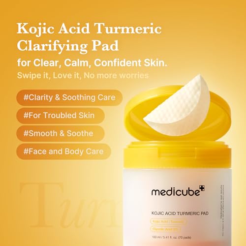 medicube Toner Pads Kojic Acid Turmeric Clarifying Pad for Troubled Skin Kojic Acid Turmeric Pads 70 Count (Pack of 1)
