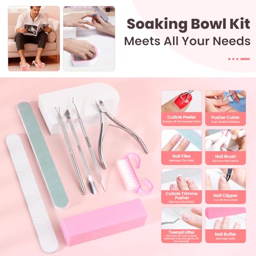 Hand Toe Nail Soaking Bowl: 12PCS Large Size Hand & Foot Nail Soak Off Bowl Pink,Pink