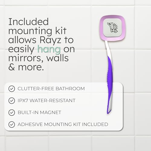 Rayz UV-C Toothbrush Sanitizer | Portable & Rechargeable | 99.9% Sanitization in 3 Minutes | Wall Mountable, Travel-Friendly & TSA-Approved (Lavender) Lavender