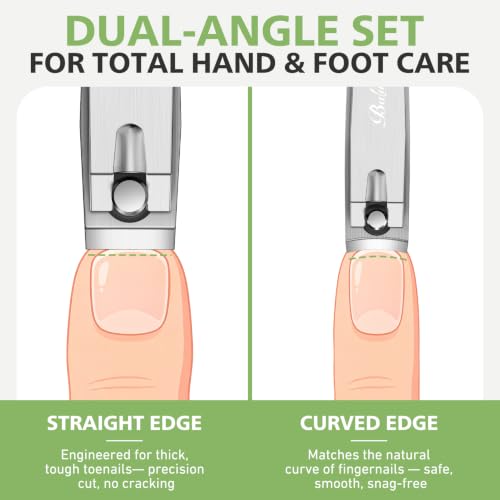 BALUCA Nail Clippers Set, Toenail and Fingernail Clipper Cutter for Men Silver