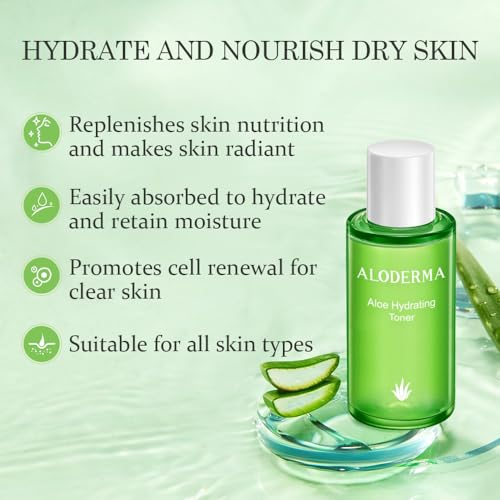Aloderma Hydrating Facial Toner, 91% Organic Aloe + Hyaluronic Acid, 4.2 oz