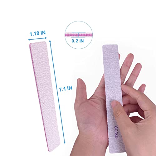 80/80 Grit Nail Files, Emery Boards Nail File for Acrylic and Gel Nails, Coarse Nail File Double Sided 80 Grits Emory Professional Filers Reusable Washable Manicure Square Gray 12 Pcs 80/80 Grit