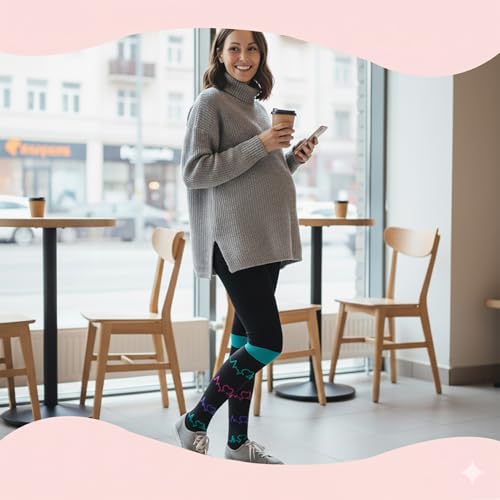 Sooverki Compression Socks for Women & Men 6 Pairs is Best Supportive Knee High Stockings for Circulation, Travel, Nurses 01 Assorted 1 Large-X-Large