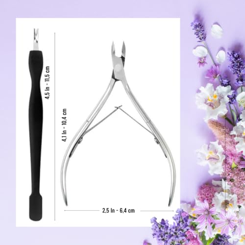 Nail Cuticle Trimmer with Cuticle Pusher Tool. Cuticle Nippers Professional and Nail Cuticle Remover. For Cuticle Care, Use Our Cuticle Cutter and Nail Cuticle Pusher. Stainless Steel Design.