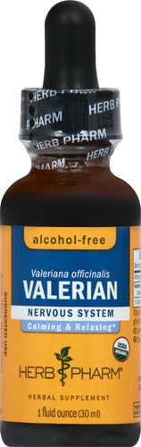 Herb Pharm Certified Organic Valerian Root Liquid Extract for Relaxation and Restful Sleep, Alcohol-Free Glycerite, 1 Ounce 1 Fl Oz (Pack of 1) - BeesActive Australia