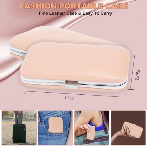 9 PCS Nail Clippers, ONEHERE Premium Manicure Set, Professional Grooming Gift Kit, Pedicure Kit, Facial, Hand, Foot, Cuticle Nail Care Tools, Fingernail Clippers with Luxurious Portable Travel Case Rose Gold 9 Pcs