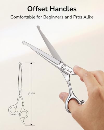 ULG Hair Cutting Scissors Kit for Toddlers, Kids & Adults, Safety Round Tip 8pcs Silver Set
