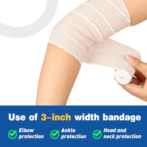 AZEN Premium 8 Pack Elastic Bandage Wrap (2x2", 2x3", 2x4", 2x6"), Compression Wrap Bandage for Legs, Ankle, Knee, Tummy, Body, Latex-Free, Lymphedema Wraps for Legs Mix 8p (2+3+4+6) 2 Inch, 3 Inch, 4 Inch, 6 Inch