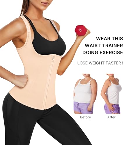 Nebility Waist Trainer for Women Corset Shapewear Waist Cincher Tank Top Medium Beige