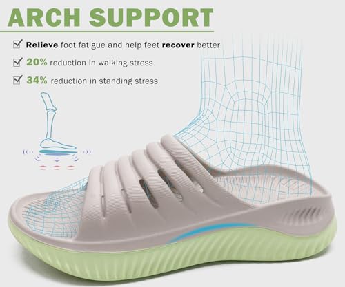 KuaiLu Recovery Sandals Women With Comfortable Arch Support Sport Slides 8 Apricot Green